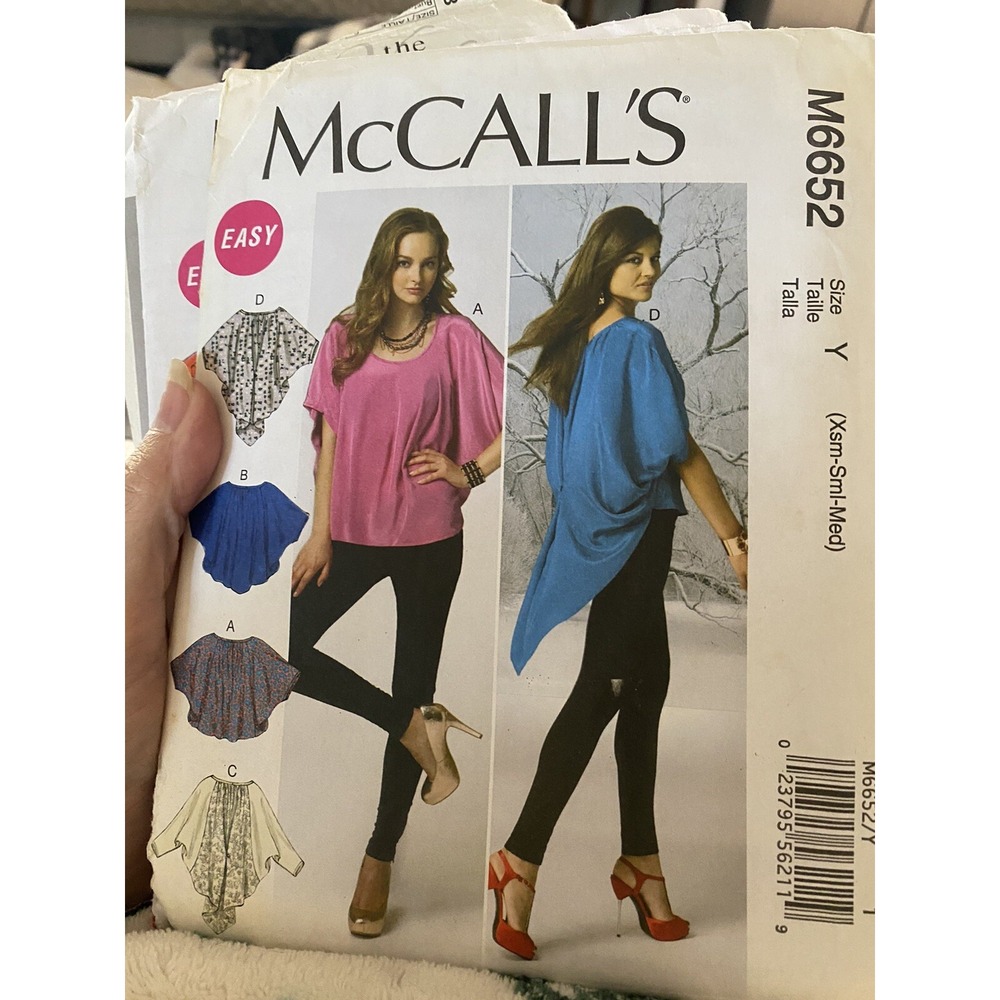 McCall's 6652 Misses' Pullover Blouse Top Shirt Sewing Pattern Size XS-M Uncut